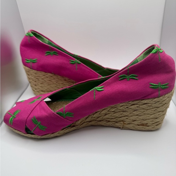 Lauren Ralph Lauren Pink Espadrille Flats with Green Embroidery size 9 - Picture 5 of 8